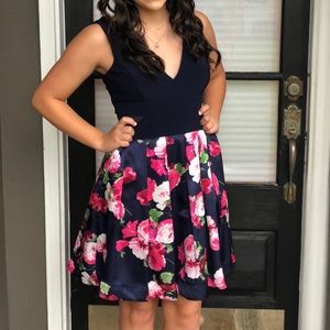 Navy and Floral Homecoming dress.